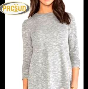 PACSUN Longer Fit Cotton Knitted Sweater Size Small Gray Marled Tunic Sweater